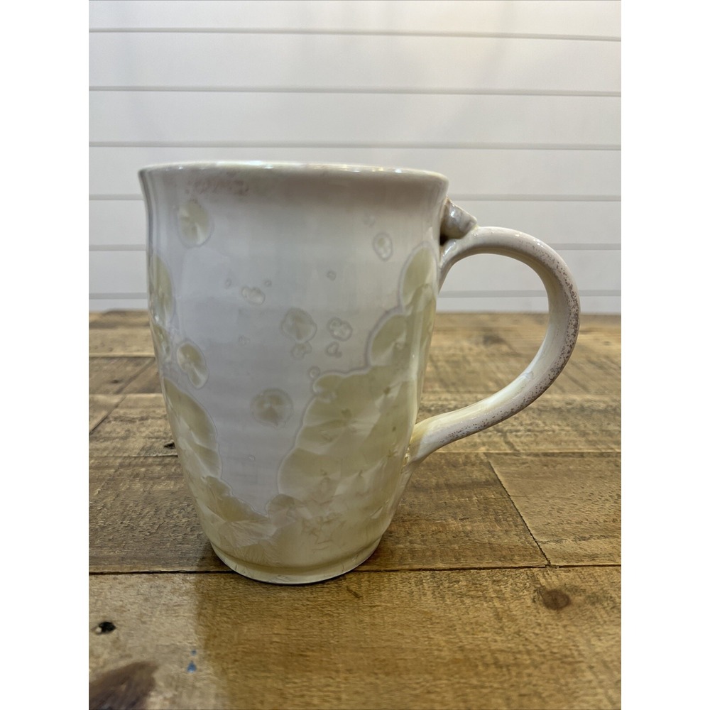 Ceramics Crystalline Glaze Art Studio Pottery Mug 5" Tall Ivory Cream